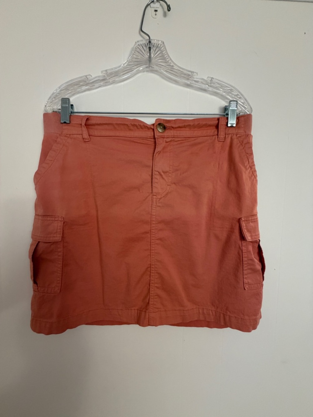 Lee Salmon Coral Mid-Rise Cargo Skirt Skort Size 12M Preppy Walking Golf